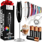 Zulay Kitchen Powerful Milk Frother Wand With 4 AA Duracell Batteries - Ultra Fast Handheld Drink Mixer - Electric Whisk Foam Maker for Coffee, Lattes, Cappuccino, Matcha & Creamer