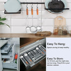 18/10 Stainless Steel Kitchen Utensils Set with Wooden Handle for Cooking 9 PCS with Solid and Slotted Spoon, Fork, Spatula, Ladle, Skimmer, Slotted Tunner, Spaghetti and Large Spoon