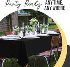 Party Solids 66% Thicker Premium Plastic Table Cloth Rectangle Table Cover 0.5 Mil 6 Pack Black Table Cloth 54 Inch x 108 Inch Disposable Tablecloth Won't Tear Easily Like Cheap Thin Brands