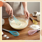 Baderke 12 Pcs 6 Inch Mini Whisks Bulk with Stainless Steel Handles Small Silicone Kitchen Whisks Non Stick Tiny Balloon Wire Whisk for Mixing Stirring Baking Cooking Party Favor Gift(Macaron)