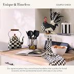 MACKENZIE-CHILDS Slotted Spoon, Silicone Turner for Cooking, Black-and-White Courtly Check