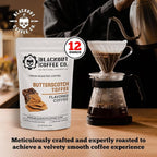 Blackout Coffee Butterscotch Toffee Flavored Ground Coffee – Medium Roast, Smooth Taste, Guilt-Free Indulgence – Freshly Roasted 12oz Pouch, American Made