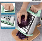 Rainspire Professional Box Grater, Cheese Grater Box for Kitchen Stainless Steel with 4 Sides, Cheese and Spice Graters with Handle for Vegetables, Ginger, Potatoes, Mint