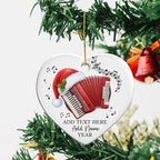 Personalized Text Name & Year Accordion Player Ceramic Ornament, Accordion Instrument Christmas Tree Ornaments, Custom Accordionist Christmas Ornament 2025, Xmas Decor Gifts for Music Lovers