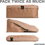 Aerotrunk Compression Packing Cubes for Travel - Luggage Organizer Bags - Double Zipper Packing Cubes for Suitcases (6-Pack, Mocha)