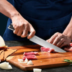 Sunnecko Knife Block Set of 8pcs - Kitchen Knife Set with High Carbon Stainless Steel 1.4116 Knife Sets for Kitchen with Block - Chef Knife with Ergonomic Handle Black Knife Set