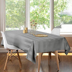 Luxury Table Protector Pad, 2 in 1 Table pad + Great Looking Tablecloth - Heat Resistant, Spill & Stain Proof - Flannel Backing (54x72, Silver - Silk Stripe)