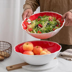 Melamine Large Serving Bowls, 12x4 ''And 130 OZ, Set of 2, Unbreakable and Dishwasher Safe Bowls Set for Serving Salad, Fruit, Pasta and Side Dishes on Christmas,Party All Occasions, Red