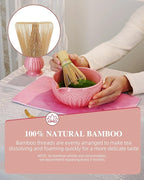 ZENS Pink Matcha Kit, 6pcs Matcha Whisk Set Includes 15oz Pink Bowl, Chasen Holder, Bamboo Whisk & Scoop, 304 Sifter & Tea Mat, Japanesse Matcha Set for Matcha Latte-Making