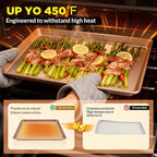 Saker nonstick baking sheet pan set,Multi-Use Non-Stick Baking Pan Set, Stackable Carbon Steel Cookie Sheets for Even Baking, Roasting & Meal Prep, Oven Safe & Easy Clean (Champagne Gold)