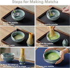 7 Pcs Matcha Whisk Set, Perfect Matcha Kit for Matcha Lovers Includes Ceramic Bowl, Bamboo Whisk, Holder, Scoop, Sifter & Cloth