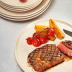 GZG Ceramic Dinner Plates Set of 4, 10.25 Inch Speckled Stoneware Plates with Clay-Tone Base, Large Ceramic Plates for Steak, Salad, Pizza, Microwave Oven Dishwasher Safe