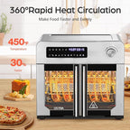 OSTBA French Door Air Fryer Toaster Oven Combo, Airfryer Convection Oven Countertop 10-in-1 Combo, 30% Faster 90% Less Oil, 102 Recipes & 7 Accessories Included 24 QT Stainless Steel