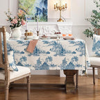 patdrea Designer Square Cyan Tablecloth,Vintage Linen with Ancient Castle and Manor Pattern Tablecloths,Table Cover Cloth Decor for Kitchen Dining Christmas,Thanksgiving,67"x67"-Lucerne a