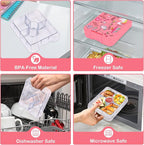 Bento Lunch Box Set With 10oz Soup Thermo, Leak-proof Lunch Containers with 4 Compartment, Kids Hot Thermo Food Jar/Insulation Lunch Bag, Food Containers for School（Flamingo）