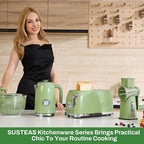 SUSTEAS Toaster 4 Slice Wide Slot, Stainless Steel Bread Bagel Toasters, Retro Long Slot Tostadora for Defrost, Reheat, Removable Crumb Tray, 1500W, 6 Browning Settings, Retro Green