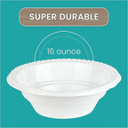 Plasticpro Round Plastic Bowls Microwaveable, Disposable, White, Dinnerware (200, 16 ounce)