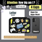BEARFOOT Kids Lunch Box with Compartments – Compact & Lightweight | Leak-Proof, BPA-Free, Dishwasher & Microwave Safe | Hand-Drawn Design for Preschool, School, Travel (Sticker Black, 4 Cups)
