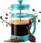 Utopia Kitchen French Press Espresso and Tea Maker with Triple Filters, Stainless Steel Plunger and Heat Resistant Borosilicate Glass (Aqua, 12-oz (Pack of 1))