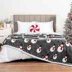 PAVILIA Premium Christmas Sherpa Throw Blanket | Snowman Decoration, Fleece, Plush, Warm, Cozy Reversible Microfiber Holiday Blanket 50 x 60