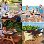homing Rectangle Table Cloth Cover, Waterproof Polyester Elastic Fitted Tablecloth, Fits for 6 Foot Folding Tables, Washable Table Protector for Fall, Thanksgiving, Harvest Party (Coffee, 30" x 72")