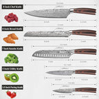 Sunnecko Kitchen Knife Set 5 Piece Chef Knife Set Professional High Carbon Stainless Steel, Sharp Kitchen Knives with Wooden Handle