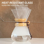 Pour Over Coffee Maker 34 OZ, 10 Cup Borosilicate Glass Drip Coffee Maker with Reusable Stainless Steel Filter and Cork Grip for Home Café 1000 ML