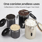 Veken Coffee Canister, Airtight Stainless Steel Kitchen Food Storage Container with Date Tracker and Scoop for Beans, Grounds, Tea, Flour, Cereal, Sugar, 16OZ, Gray
