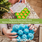 WeeSprout Silicone Freezer Tray with Clip on Lid Perfect Food Storage Container for Homemade Baby Food, Vegetable, Fruit Purees, and Breast Milk (Bright Orange, Ten 1.5 Ounce Sections)