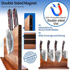 XYJ Authentic Since 1986,Kitchen Knife Block Set,High Carbon Steel Blades,Knives Set with Wooden Magnetic Knife Block,Sharpening Steel,Cutting Board,Cleaver Slicing Knife,Wood Handle