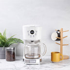 HADEN Coffee Machine, 12 Cup Programmable Drip Coffee Maker, Ivory & Chrome