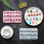 2 Pcs Egg Bunny Silicone Molds, 18-Cavity Baking Molds for DIY Cake Decoration,Chocolate, Pastry, Bread, Ice Cube, Soap, Jello, Easy Release, Reusable