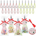 72 Sets 10 Inch Christmas Whisks Gifts DIY Fillable Christmas Tree Ornaments Xmas Colored Silicone Whisks for Cooking Heat Resistant Egg Beaters with Card Rope Bag for Candy Holder