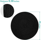 Trivets for Hot Dishes, Pots and Pans, 8 Inches Hot Pads 5 Pcs, Pot Holders for Kitchen, Heat Resistant Mat Protect Counter, Coasters Set Home Essentials Farmhouse Decor (Black)