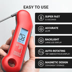 Professional Meat Thermometer Digital, Ultra-Fast 0.5 Sec Instant Read, NIST Certified ±0.5°F Accuracy, 100% Waterproof, Auto-Rotate Backlit Display, Stocking Stuffers for Men Christmas Gifts for Men