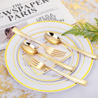 bUCLA 600PCS Gold Plastic Spoons and Forks Set - Plastic Forks and Spoons Disposable - Heavy Duty Gold Silverware Set Party Supplies Include 300 Forks and 300 Spoons for Party&Wedding