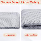 Homaxy 100% Cotton Waffle Weave Kitchen Dish Towels, Ultra Soft Absorbent Quick Drying Cleaning Towel, 13 x 28 Inches, 4-Pack, Light Gray