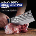 3PCS Butcher Knife Set for Meat Cutting， Hand Forged Professional Chef Knife Set Meat Cleaver Boning Knife for Home, Outdoor Cooking, Camping BBQ Gift Idea Men