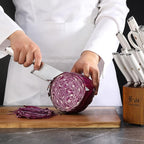 Cangshan L1 Series White 1026078 German Steel Forged 12-Piece Knife Block Set with 6 Steak Knives, Acacia Block