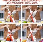 5 in 1 Safe Mandoline Slicer for Kitchen, Safe Vegetable Chopper, Paring Knife, Adjustable Thickness, Easy to Clean, Vegetable Slicer, Slicing, Strips, Shredding, Dicing,Chop (Tropical Orange)