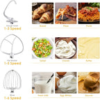 Biolomix Kitchen Electric Stand Mixer, 6 Speed Tilt Head Food Mixer with 6.5 QT Stainless Steel Bowl, Dough Hook, Flat Beater, Whisk and Anti Splash Cover, (6.5QT, Red)