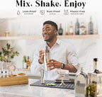 BARE BARREL® Mixology Bartender Kit Bar Set | 14-Piece Cocktail Shaker Set | Martini Barware Mixing Tools for Home Bartending | Incl. 35 Recipe Cards | Gift Set (24oz Cobbler Shaker, Silver/Natural)