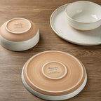 AmorArc Ceramic Dinnerware Sets with Pasta Bowls for 4, Handpainted Plates and Bowls Set with Rustic Terracotta Underside, Scratch Resistant Dishes Set, Dishwasher & Microwave Safe, 16 Pcs