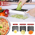 Vegetable Chopper, Onion Chopper Dicer, Mandoline Slicer, Food Chopper with Container, Vegetable Cutter for Salad Potato Carrot Garlic（9 Blades, White Black）