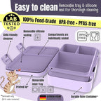 BEARFOOT Kids Lunch Box with Compartments – Compact & Lightweight | Leak-Proof, BPA-Free, Dishwasher & Microwave Safe | Hand-Drawn Design for Preschool, School, Travel (BubbleTea Purple, 4 Cups)