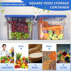 Yungyan 12 Pcs 4 Qt Commercial Food Storage Containers with Lids Restaurant Square Airtight Food Storage Containers Clear Cereal Containers for Kitchen Freezer Dishwasher Pantry(Blue Lid)