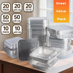 8x8 Aluminum Pans with Lids - 10 Pack Disposable Baking Pans, Heavy Duty Tin Foil Pans with Lids for Cake Baking, Cooking, Heating, Storing, Prepping Food