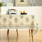 ISAENNE Designer French Pale Yellow Rectangular Tablecloth,Linen Floral Table Cloth,Wrinkle Resistant Decor Tablecloths for Dining Thanksgiving Banquet Kitchen Party,55"*87"-Estevan A