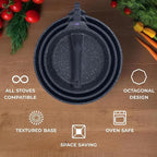 GIPFEL INTERNATIONAL 8, 10 and 12 Inch Nonstick Frying Pan Set of 3 - Cast Aluminum Pan with Detachable Handle - Non Stick Skillet Healthy Cooking Pans Induction Compatible Cookware, PFOA Free