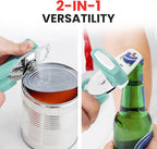 Zulay Kitchen Heavy Duty Stainless Steel Manual Can Opener – Ergonomic Soft Grip Handles, Smooth Edge Cutting Wheel & Large Built In Bottle Opener – Easy Turn Knob for Effortless Use - Mint